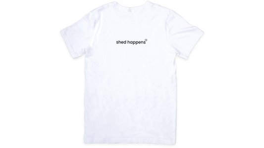 SHED HAPPENS™ White Unisex Crew Neck T-Shirt