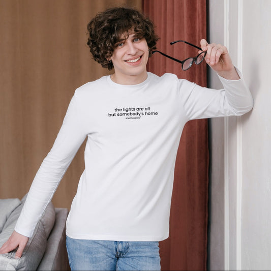 THE LIGHTS ARE OFF White Long Sleeve Heavy Weight Unisex T-shirt